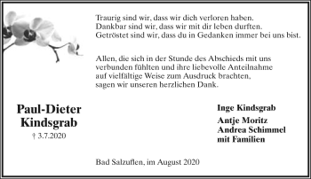 Anzeige  Paul-Dieter Kindsgrab  Lippische Landes-Zeitung