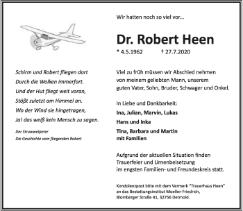Anzeige  Robert Heen  Lippische Landes-Zeitung
