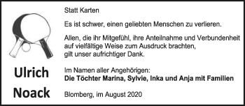 Anzeige  Ulrich Noack  Lippische Landes-Zeitung
