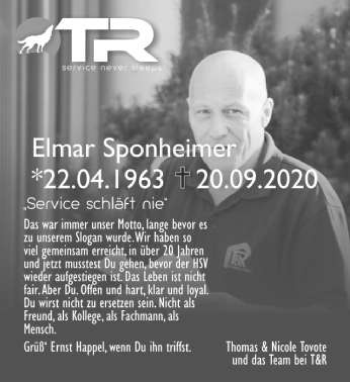 Anzeige  Elmar Sponheimer  Lippische Landes-Zeitung