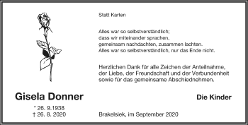 Anzeige  Gisela Donner  Lippische Landes-Zeitung