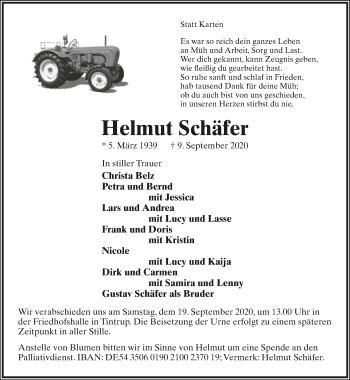 Anzeige  Helmut Schäfer  Lippische Landes-Zeitung