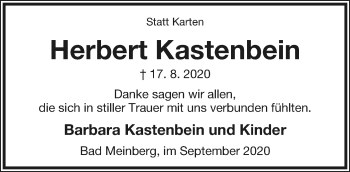 Anzeige  Herbert Kastenbein  Lippische Landes-Zeitung