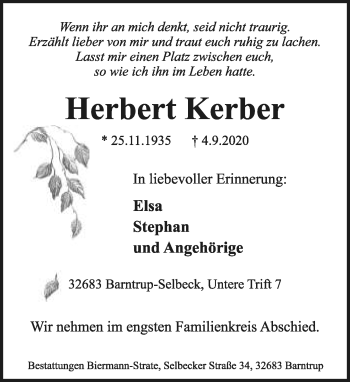 Anzeige  Herbert Kerber  Lippische Landes-Zeitung