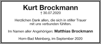 Anzeige  Kurt Brockmann  Lippische Landes-Zeitung