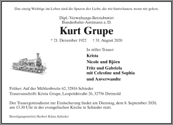 Anzeige  Kurt Grupe  Lippische Landes-Zeitung