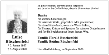 Anzeige  Luise Büschenfeld  Lippische Landes-Zeitung