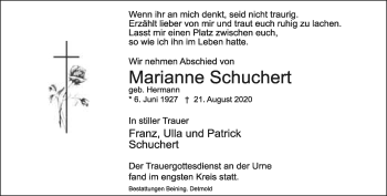 Anzeige  Marianne Schuchert  Lippische Landes-Zeitung