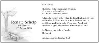 Anzeige  Renate Schelp  Lippische Landes-Zeitung