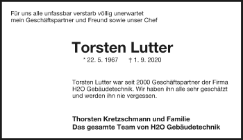 Anzeige  Torsten Lutter  Lippische Landes-Zeitung
