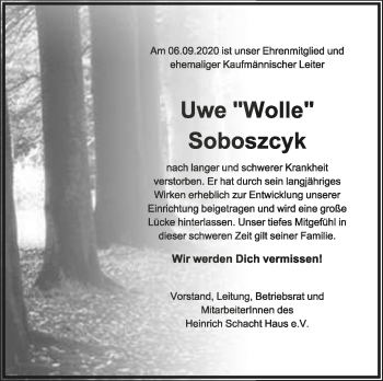 Anzeige  Uwe Soboszcyk  Lippische Landes-Zeitung