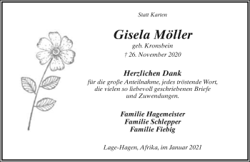 Anzeige  Gisela Möller  Lippische Landes-Zeitung