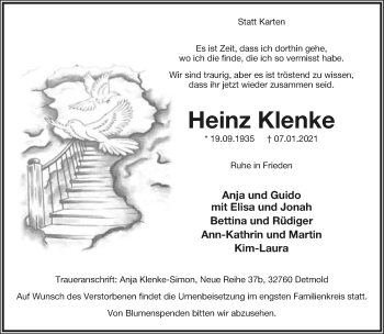 Anzeige  Heinz Klenke  Lippische Landes-Zeitung