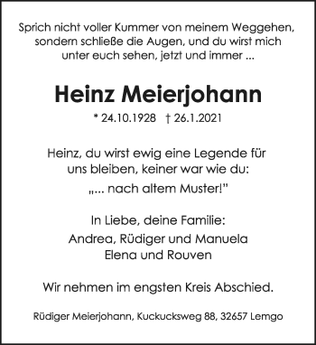 Anzeige  Heinz Meierjohann  Lippische Landes-Zeitung