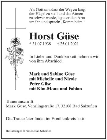 Anzeige  Horst Güse  Lippische Landes-Zeitung