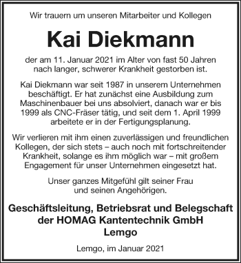 Anzeige  Kai Diekmann  Lippische Landes-Zeitung
