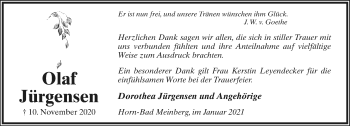Anzeige  Olaf Jürgensen  Lippische Landes-Zeitung