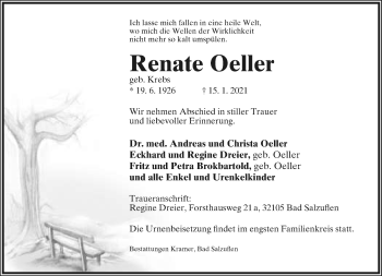 Anzeige  Renate Oeller  Lippische Landes-Zeitung