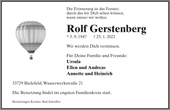 Anzeige  Rolf Gerstenberg  Lippische Landes-Zeitung