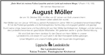 Anzeige  August Möller  Lippische Landes-Zeitung