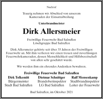 Anzeige  Dirk Allersmeier  Lippische Landes-Zeitung