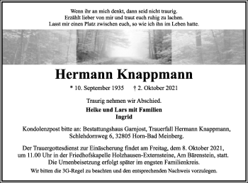 Anzeige  Hermann Knappmann  Lippische Landes-Zeitung