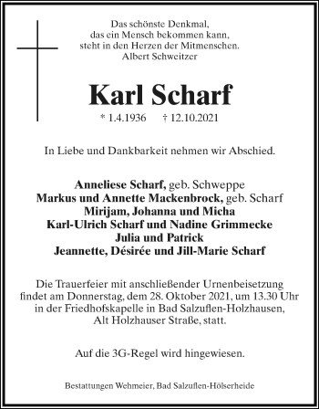 Anzeige  Karl Scharf  Lippische Landes-Zeitung