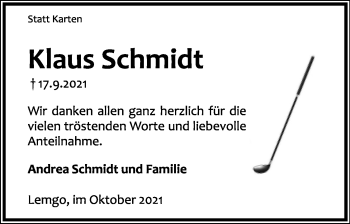 Anzeige  Klaus Schmidt  Lippische Landes-Zeitung