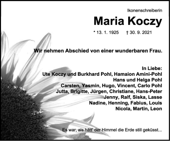 Anzeige  Maria Koczy  Lippische Landes-Zeitung