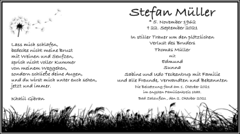 Anzeige  Stefan Müller  Lippische Landes-Zeitung