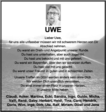 Anzeige  Uwe Köpke  Lippische Landes-Zeitung