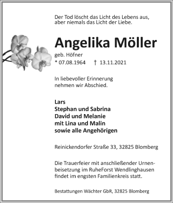 Anzeige  Angelika Möller  Lippische Landes-Zeitung