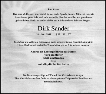 Anzeige  Dirk Sander  Lippische Landes-Zeitung