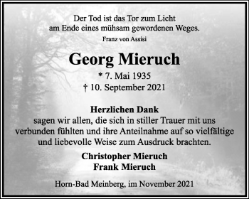 Anzeige  Georg Mieruch  Lippische Landes-Zeitung