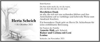 Anzeige  Herta Scheich  Lippische Landes-Zeitung
