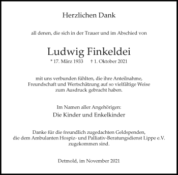 Anzeige  Ludwig Finkeldei  Lippische Landes-Zeitung