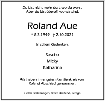 Anzeige  Roland Aue  Lippische Landes-Zeitung