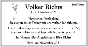 Anzeige  Volker Richts  Lippische Landes-Zeitung