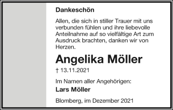 Anzeige  Angelika Möller  Lippische Landes-Zeitung