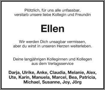 Anzeige  Ellen Tölle  Lippische Landes-Zeitung