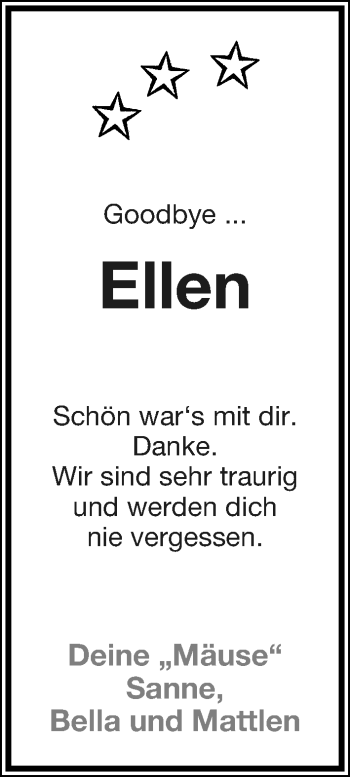 Anzeige  Ellen Tölle  Lippische Landes-Zeitung