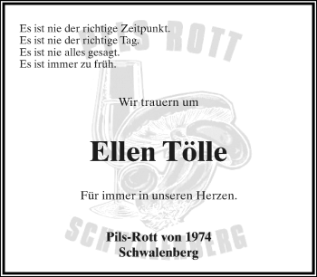 Anzeige  Ellen Tölle  Lippische Landes-Zeitung