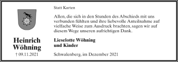Anzeige  Heinrich Wöhning  Lippische Landes-Zeitung