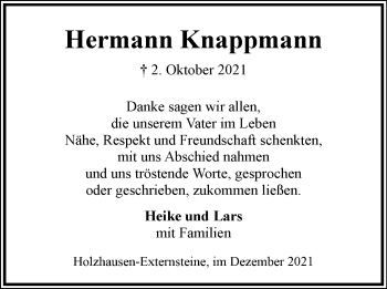 Anzeige  Hermann Knappmann  Lippische Landes-Zeitung