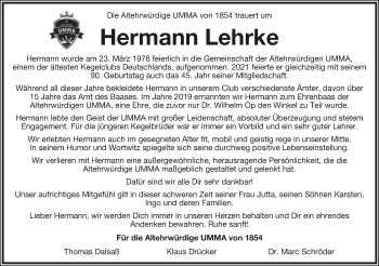 Anzeige  Hermann Lehrke  Lippische Landes-Zeitung