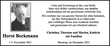 Anzeige  Horst Beckmann  Lippische Landes-Zeitung