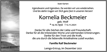Anzeige  Kornelia Beckmeier  Lippische Landes-Zeitung