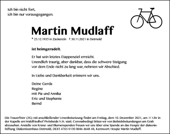 Anzeige  Martin Mudlaff  Lippische Landes-Zeitung