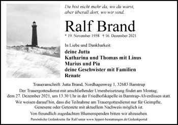 Anzeige  Ralf Brand  Lippische Landes-Zeitung