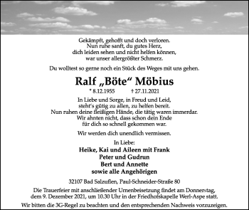 Anzeige  Ralf Möbius  Lippische Landes-Zeitung